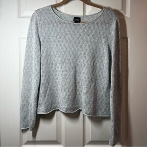 EILEEN FISHER Bluish Gray Knit Linen Sweater Size Large Petite